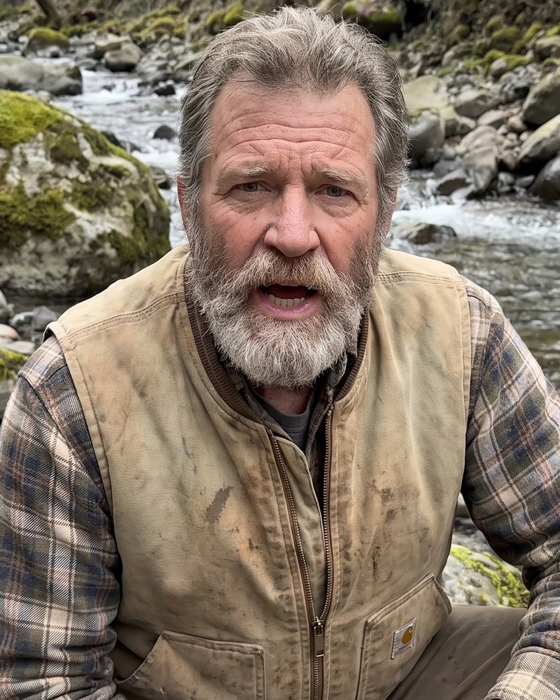 Buck Sterling, metal detectorist, at a creek bed